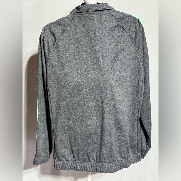 Adidas Heather Gray With Aqua Stripes Full Zip With Pockets Size Large - Picture 5 of 7
